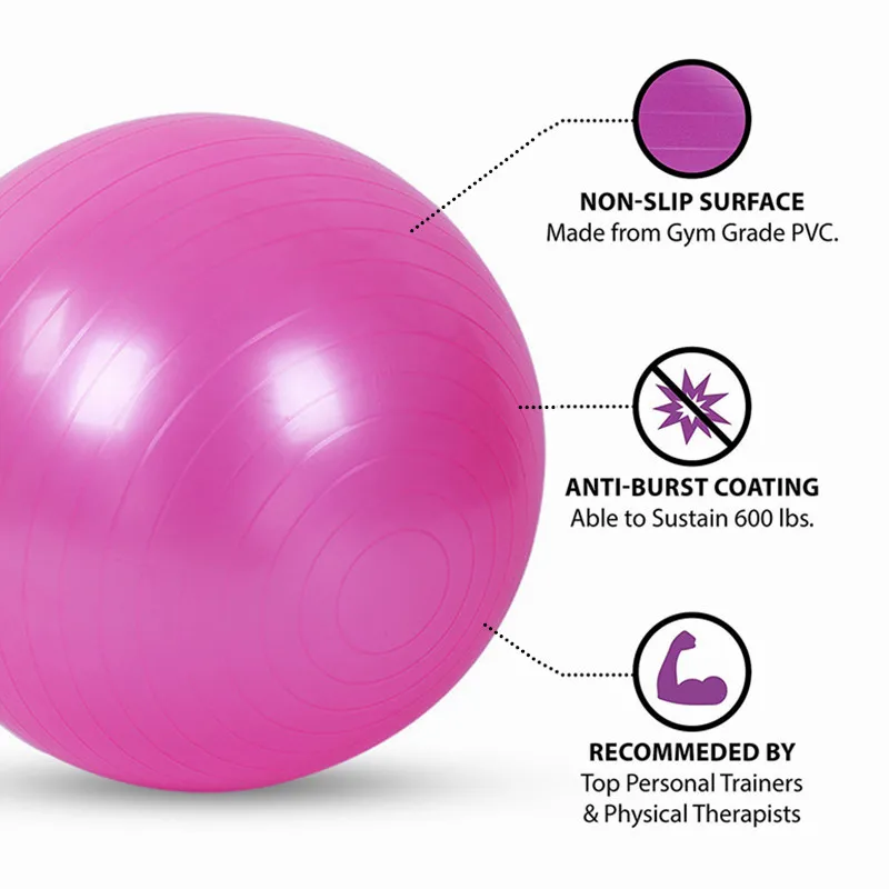 Pelota De Yoga Gruesa 55 Cm Antiestallidos | Material PVC, Libre De BPA | Para Pilates, Gimnasio, Oficina Como Silla