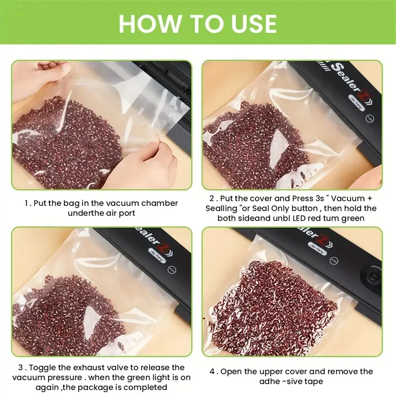 Automatic Air Sealing System Automatic Suction Vacuum Food Sealers Multifunction Mini Food Vacuum Sealer Machine for Kitchen