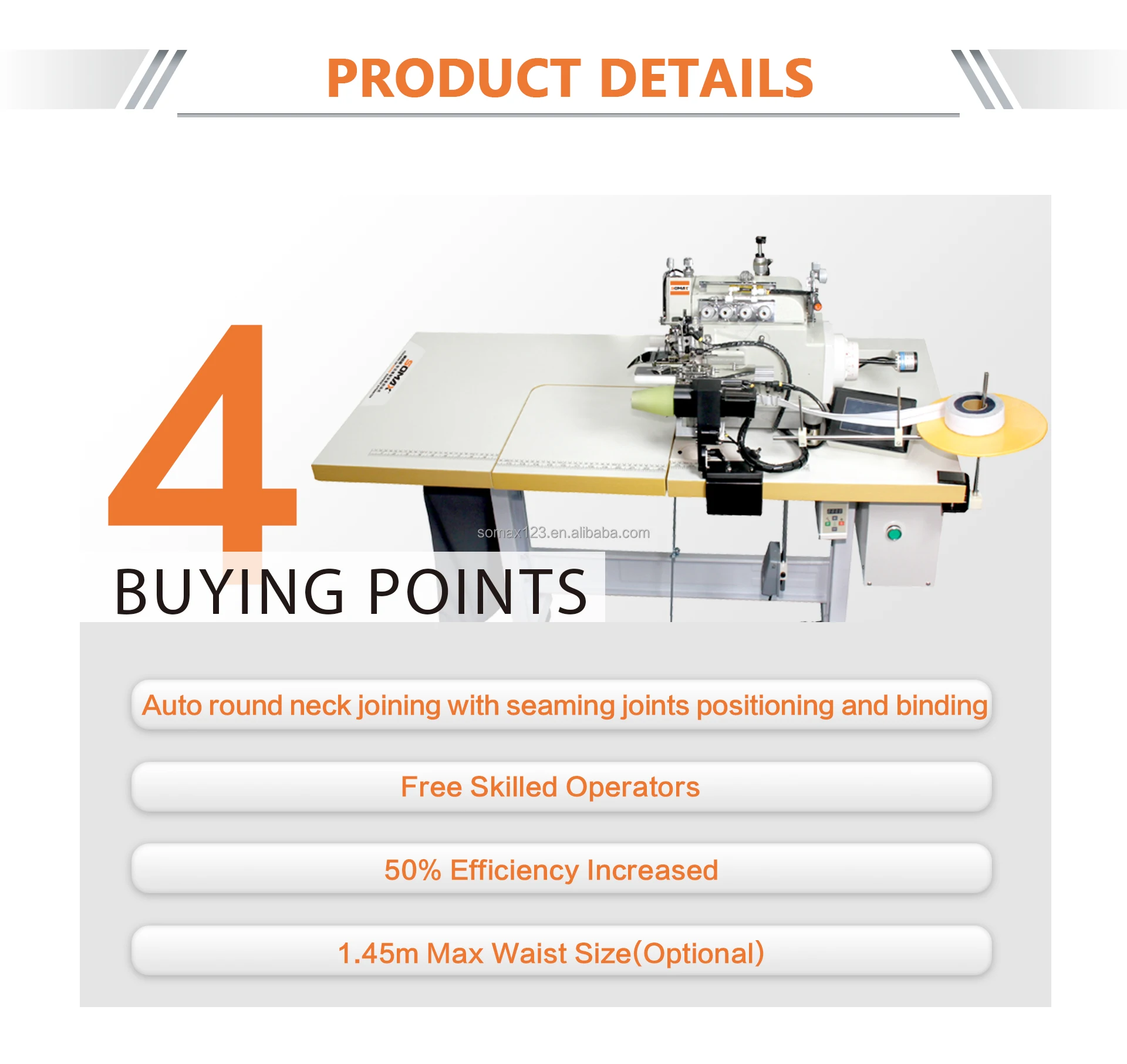 Somax Sm-01c Automatic Top Feet Cylinder Bed Direct Drive Attaching ...