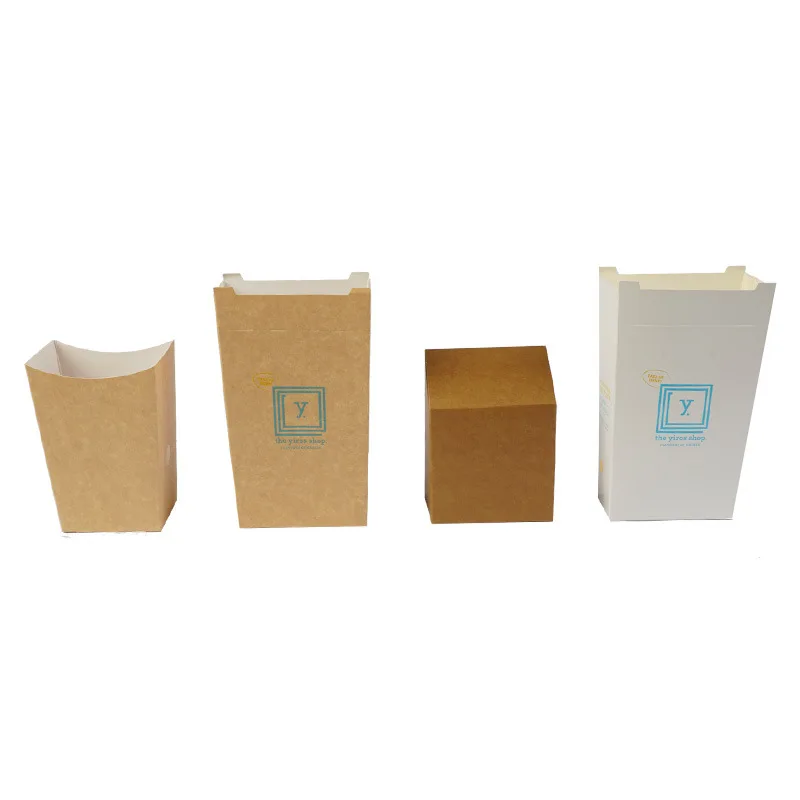 Food grade square fries takeaway box coated cowhide box chicken popcorn folding free snack box