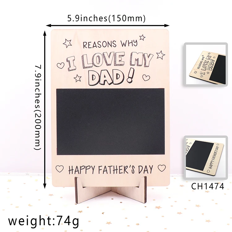 MD141CH1474 1set- Father's Day Gift Stand Base Blackboard Sticker Wood Material Bauble Model Laser Printing Techniques Graphics manufacture