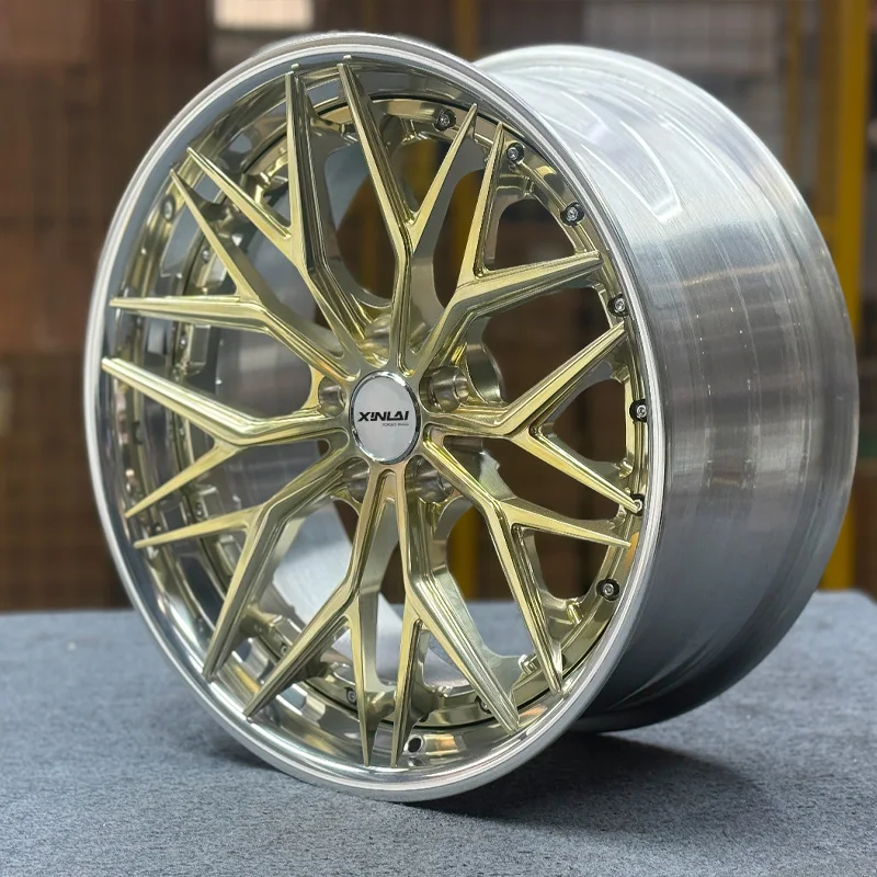 XL 2-Piece Gold Rim Deep Dish Concave Custom Forged Wheel 5x114.3 5x120 5x112 Car Alloy Wheels 18 19 20 21 22 23 Inch Rim - Image 4
