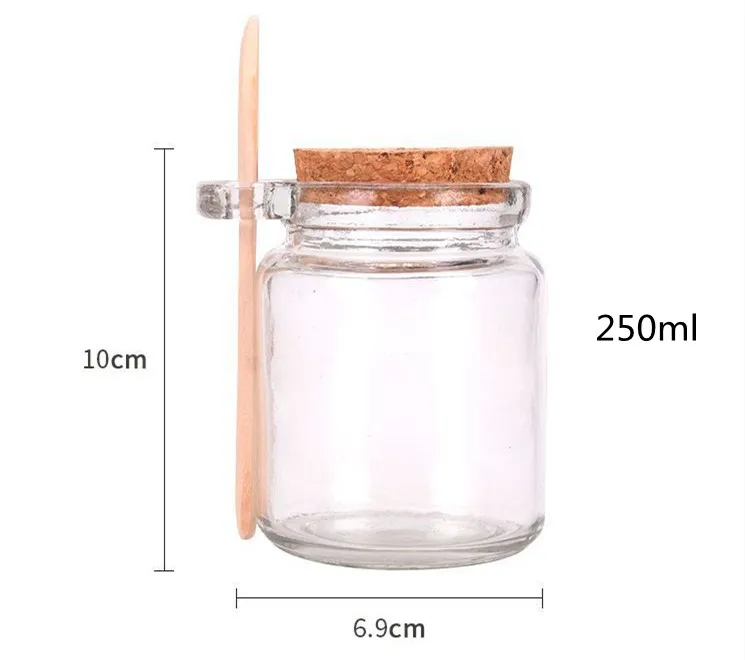 Stocked Cork Stopper 250ml Small Glass Container Honey Pickle Glass Jar