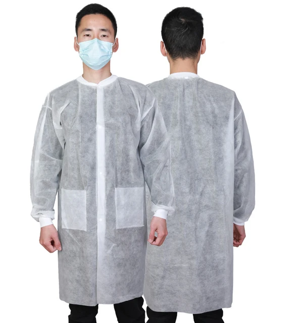 Disposable Adult Safety Clothing Non-Woven Clean Room Lab Coat with SMS/PP for Laboratories & Clean Rooms