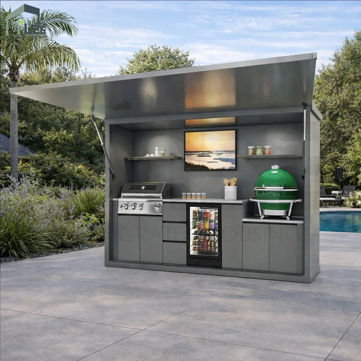 product modern design stainless steel modular mobile outdoor container kitchen pod shed-4