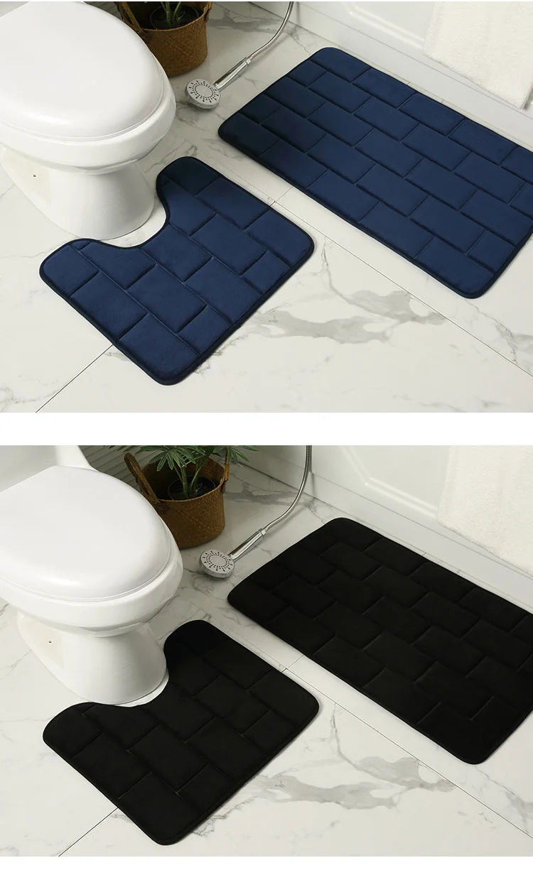 Hot Selling Custom Washable Bathroom Two-piece Bathroom Soft Non Slip Environmental Bath Toilet floor mat details