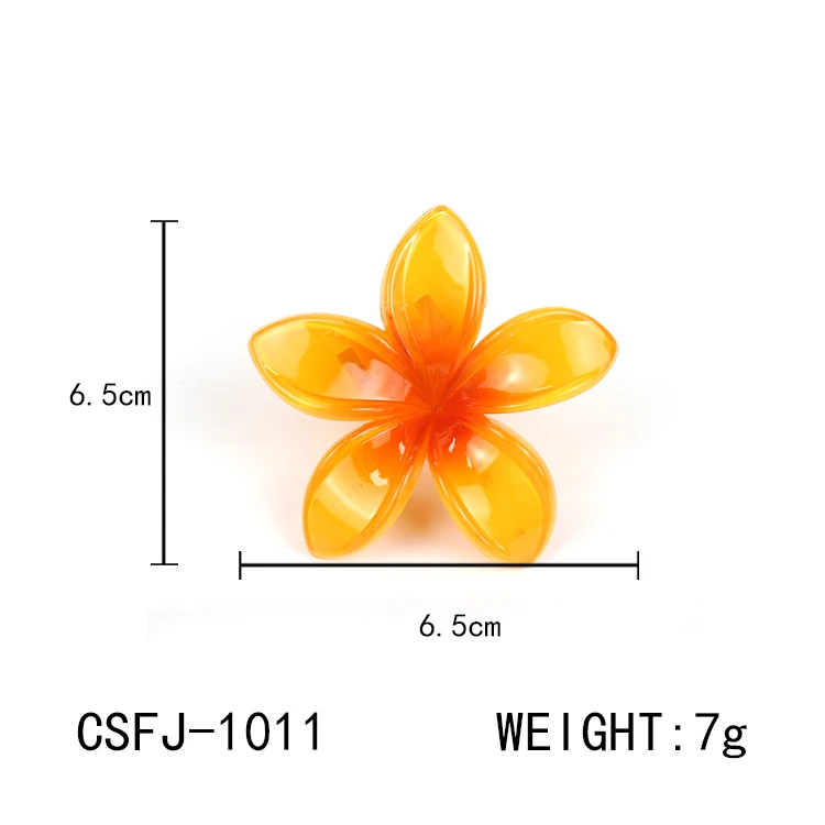 CANYUAN New Sweet Frangipani Hairgrips For Women Plastic Shiny Elegant Colorful Flower Hair Clips Transparent Hair Accessories