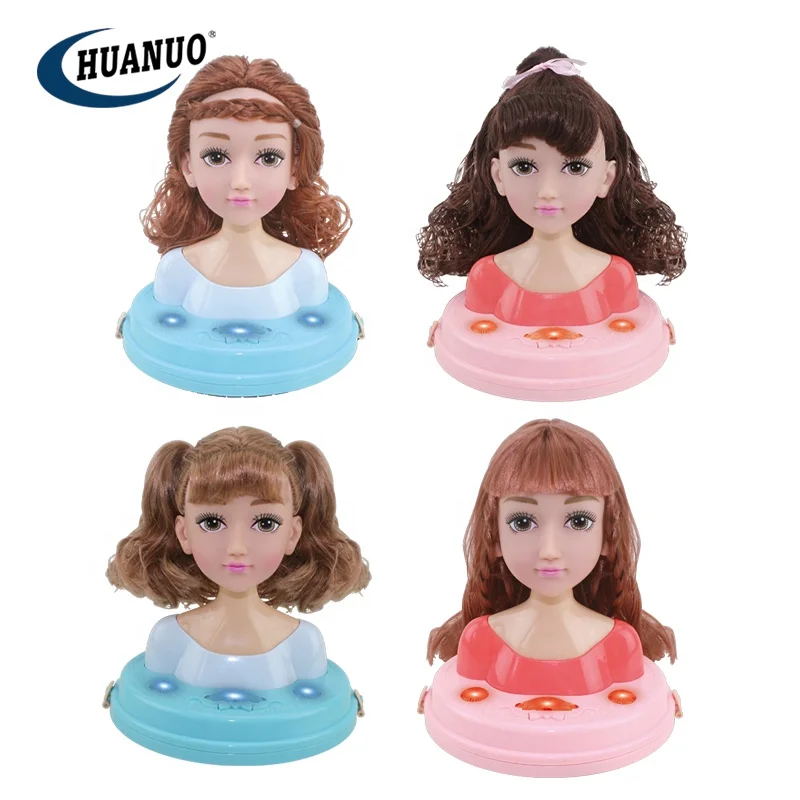 New Arrival Girls Dress up Doll Half Body Model Hairstyles Toy Kids Head with Music Light