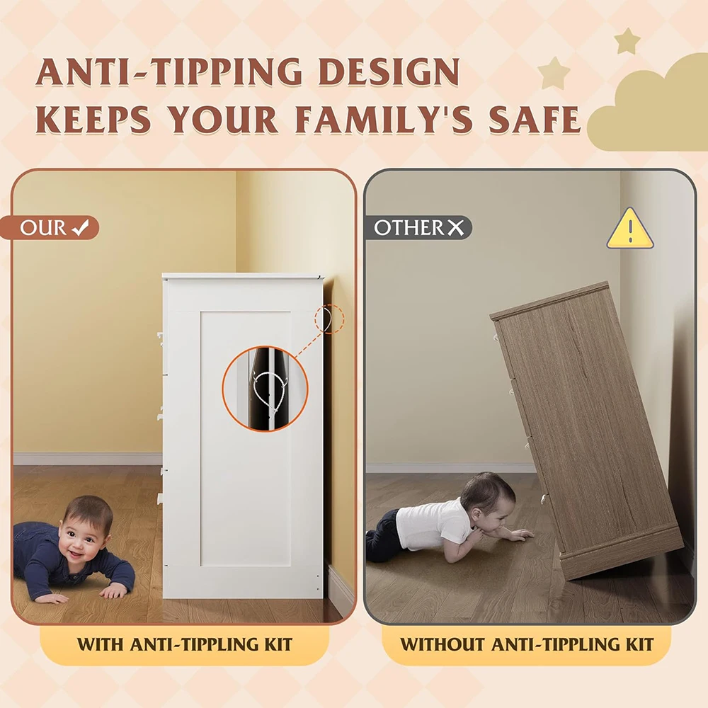 product nu deco white dresser 6 drawers wide wooden chest modern minimalist bedroom storage tower unit closet store organizer living-2