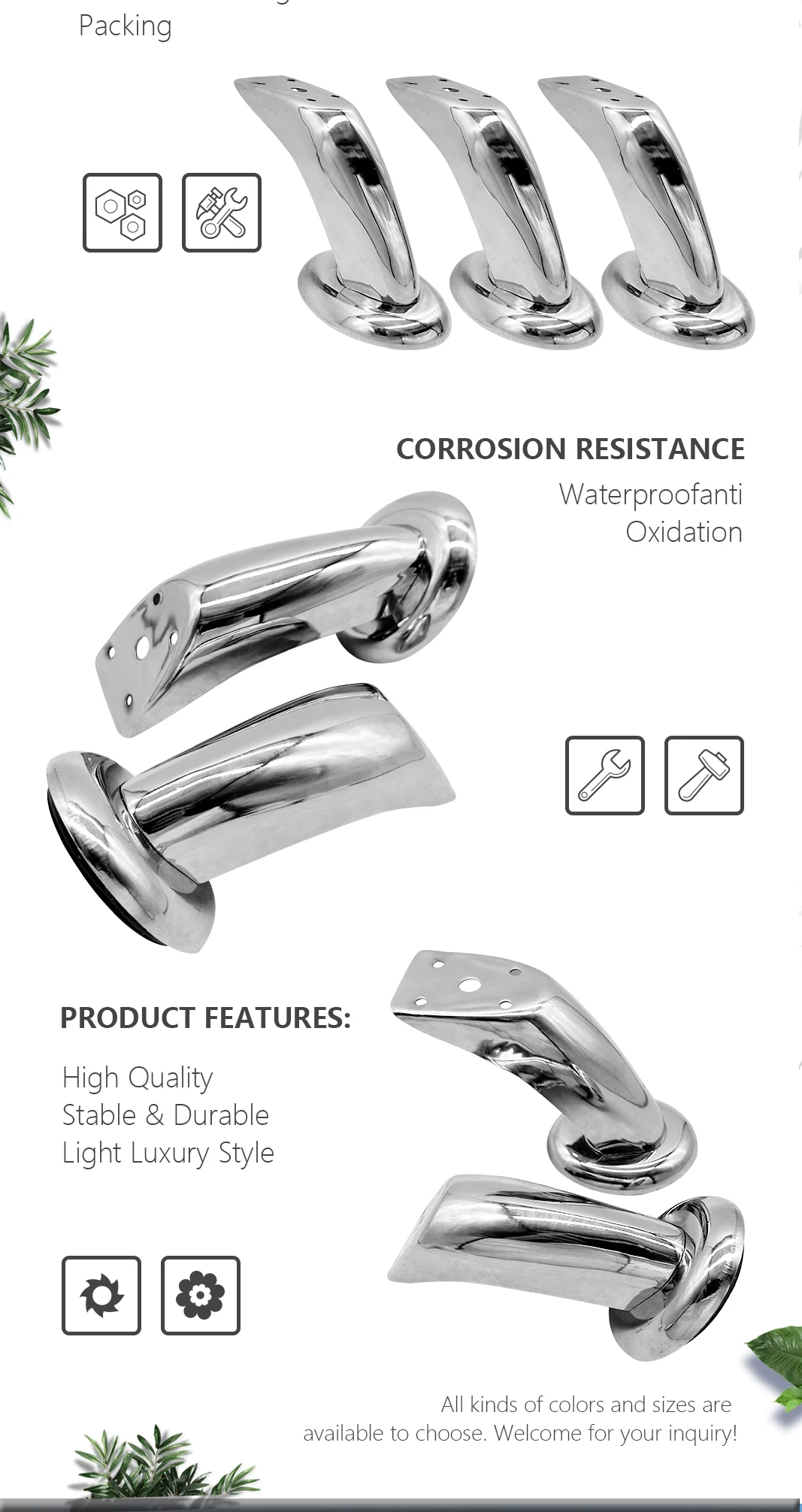 Huawei Modern Simple Metal Sofa Table Leg Chromed Minimalist Light