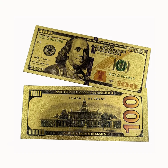 RTS Usd 1 2 5 10 20 50 100 Dollars Bill Money Plastic 24k Gold Silver Foil Banknote