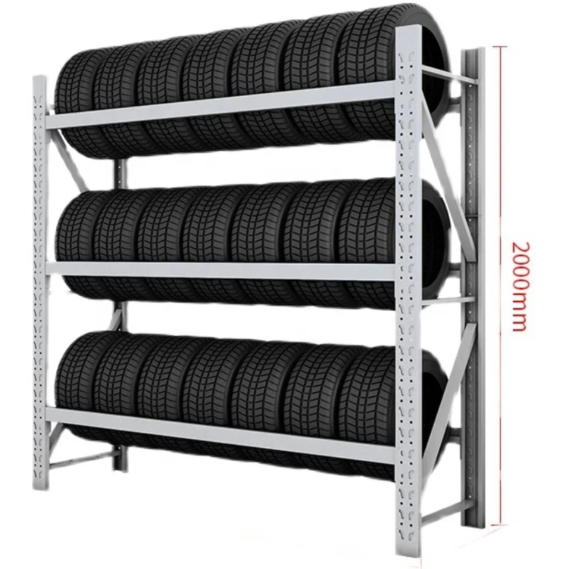 Workshop Spare Tyre Storage 3 Levels Warehouse Steel Tire Rack