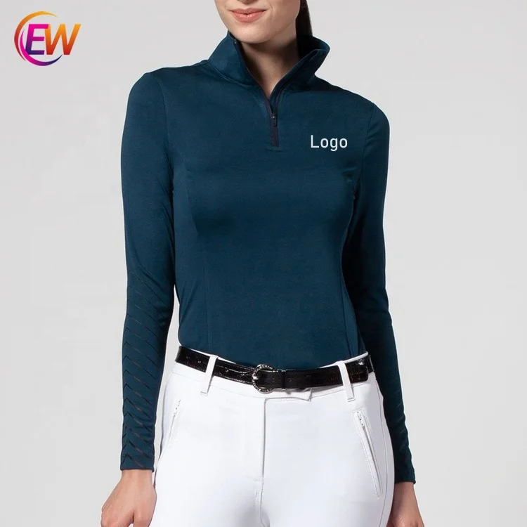 EW лошадь оптом с длинным рукавом для верховой езды Топы гоночное шоу рубашка, быстрая сушка, для верховой езды, одежда для женщин