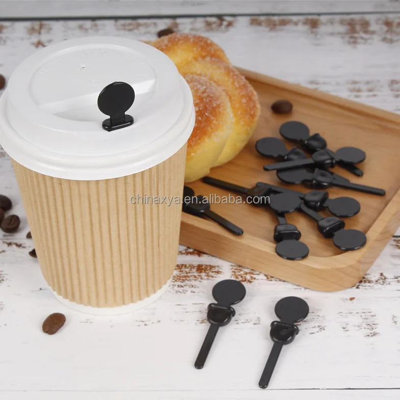 Black red Circle Beverage Coffee Lid Stopper Plug for Disposable Lids With Custom Logo details