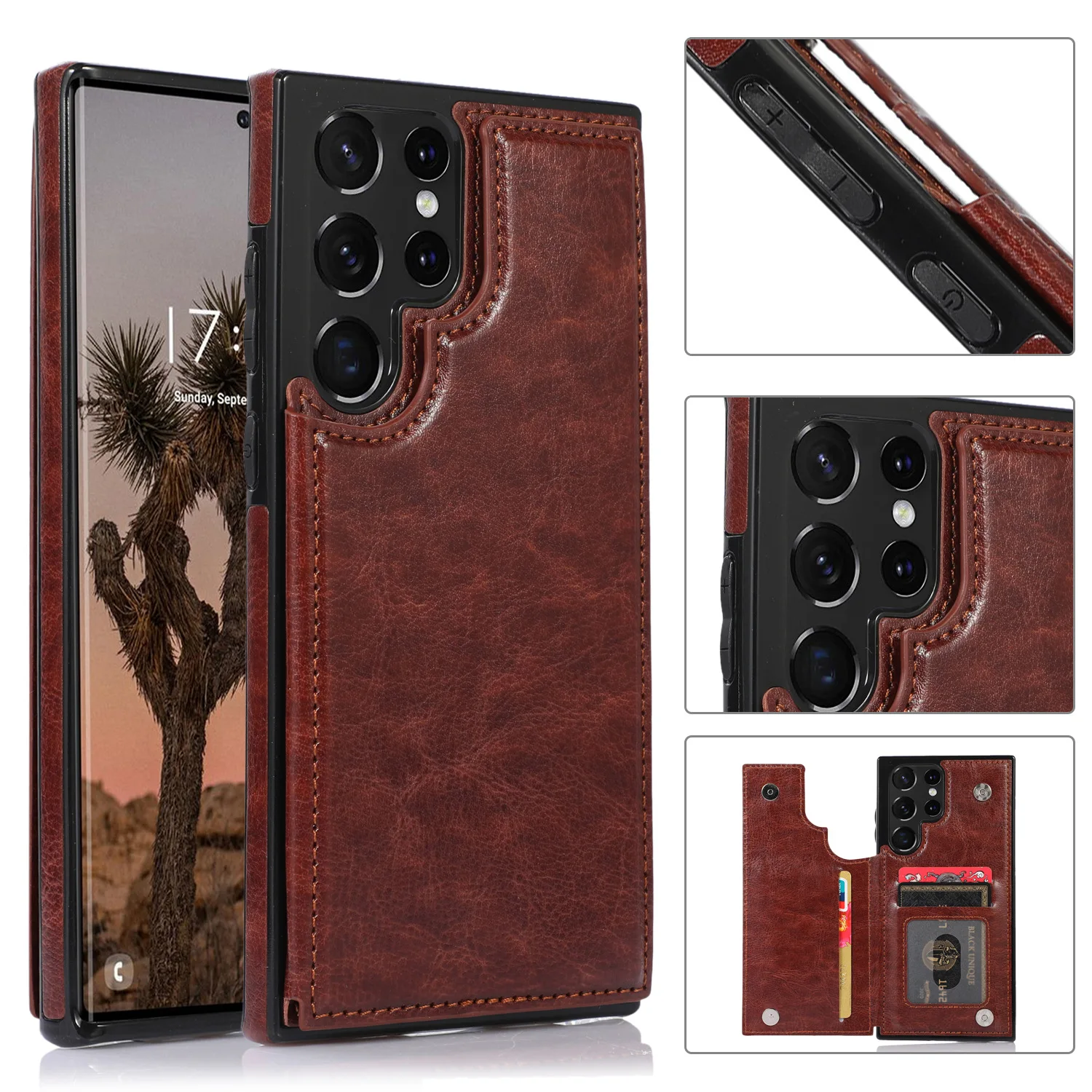 For Samsung Galaxy S22/S21/S20 Plus Ultra Magnetic Wallet PU Leather Case  Cover