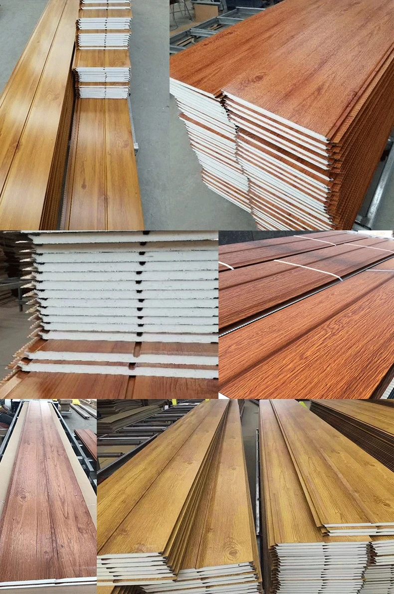 PU faux wood wall panels soundproof polyurethane foam sandwich panels insulated decoration caravan cladding factory