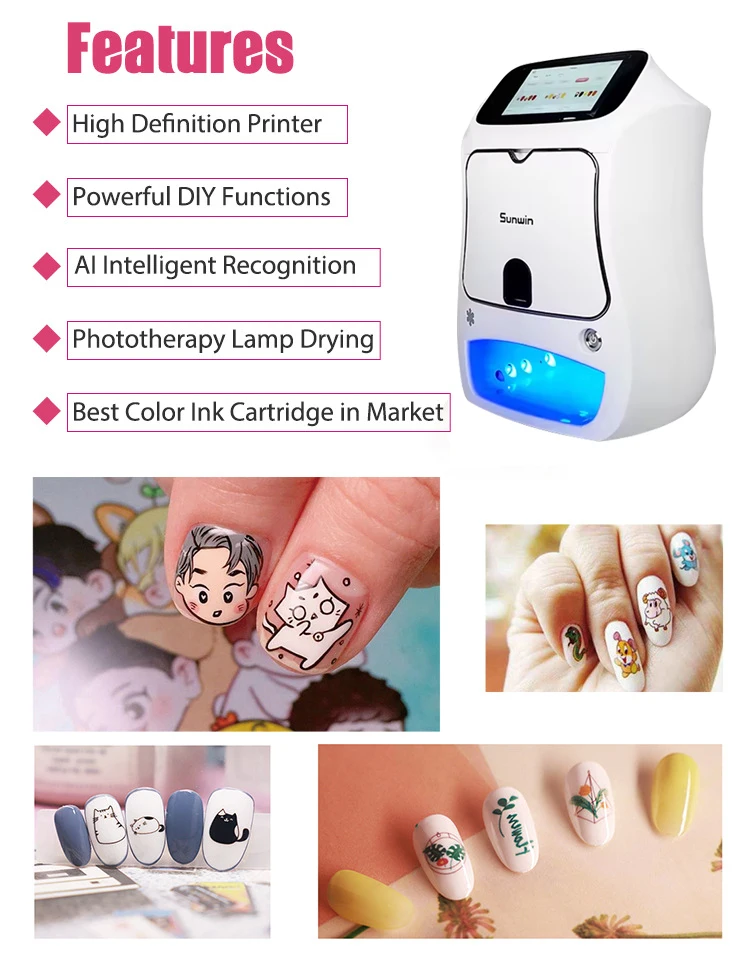 Portable Automatic 3D Digital AI Nail Art Printing Intelligent Smart Making Machine Printer 10 Seconds Printing