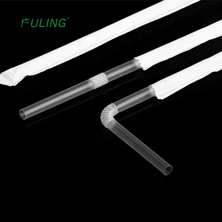 Individually Wrapped Telescope pp Smoothie Straw Jugo  Plastic Neon Colored Flex Drinking Disposable Straw