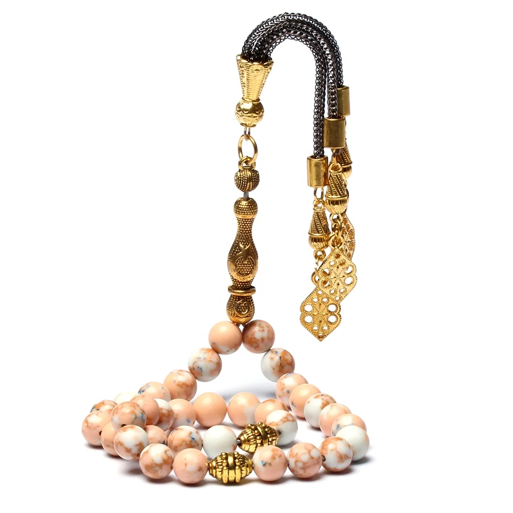 Perlin Chapelet Tesbih Tasbih Tespih Misbaha Subha 33, 30 Cm, Chapelet Musulman Islamique Accessoire De Prière Pierre Semi-précieuse œil De Tigre Onyx