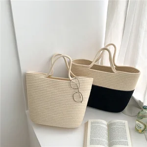 Wholesale Summer Design Women Handbags Weaving Large Bucket Bag Fashion Simple Hand Bags Ladies Career Tote Bag