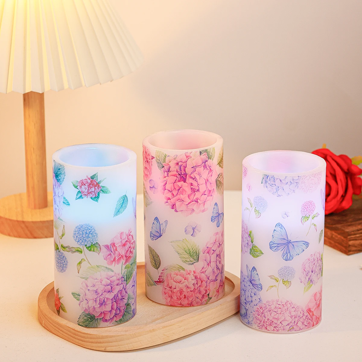 Paraffin LED Flameless Candle Spring Butterfly and Flower Candle Warm Festival Decoration Home Decoration Lamp