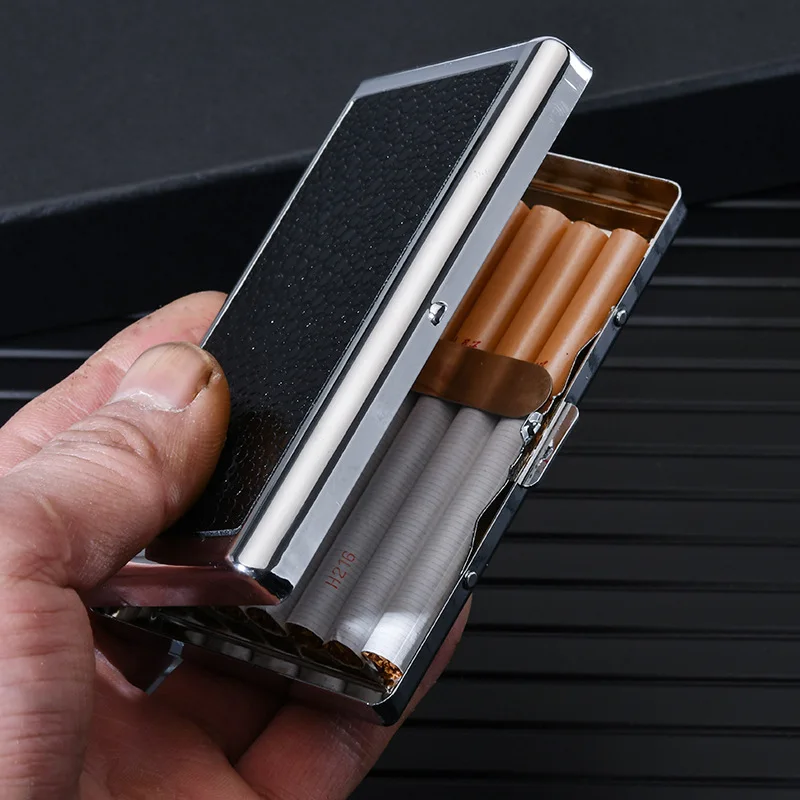 tobacco case steel KY 2025 Wholesales Luxury Stainless Steel 14 Sticks Cigarettes Premium  Metal Cigarette Case for Smoking