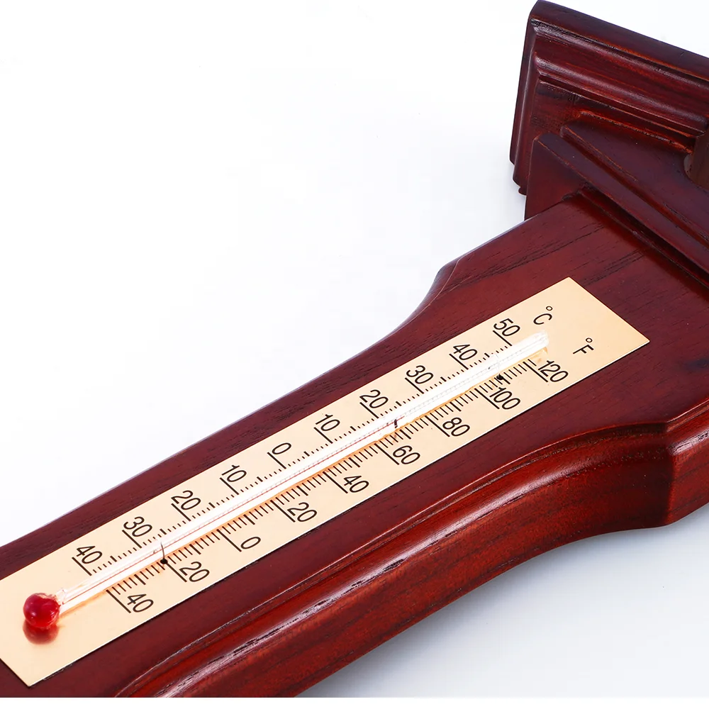 Free Samples Multi-function Wooden Weather Station Mechanical Clock Analog Barometer Thermo Hygrometer