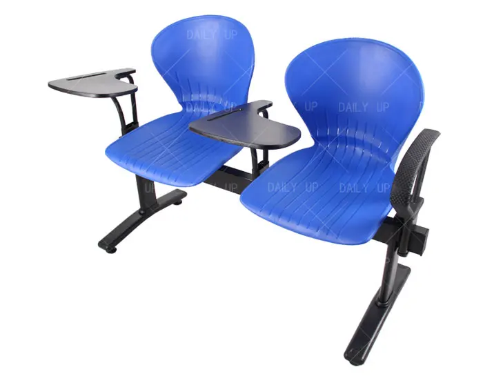 Factory Wholesale Two Seat Bench With Folding Tablet Metal Frame Auditorium Chair With Plastic Backrest For Lecture Training