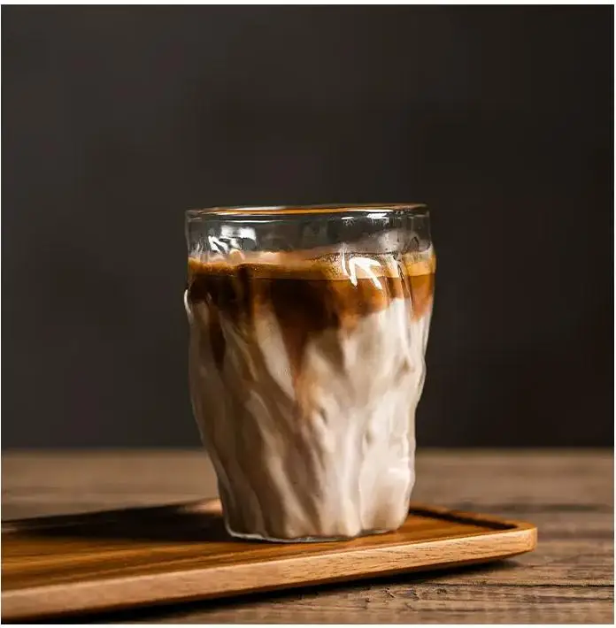 2024 Creative Clear 330ml Crystal Glass Coffee Cup with Gold Rim Drinking Glasses Water Milk Juice Coffee Mug
