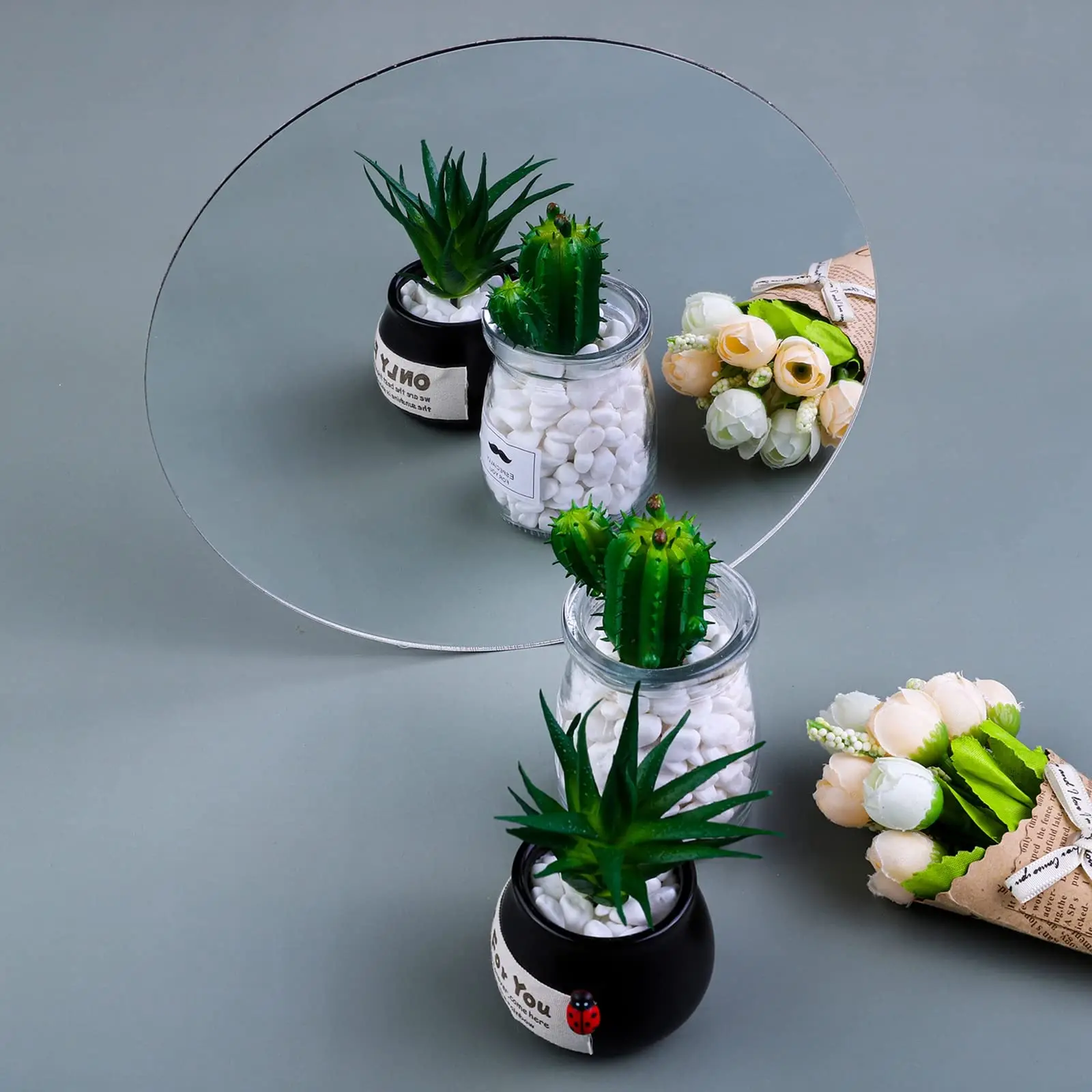 product self adhesive round mirror wall sticker decals non glass acrylic round mirror plate for home living room bedroom-6