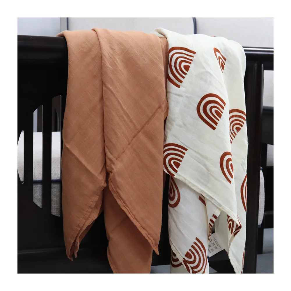 Hoge Kwaliteit Organisch Cozy Zacht 100% Katoen 4 Laags Muslin Baby Swaddle Dekentje