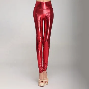 Womens Leather Leggings Shiny Liquid Compression