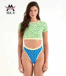 Women's Sexy Micro Bikini Set Quick Dry Two-Piece Beachwear Fitness Swimwear Bathing Suit Print Plus Size New Design Crop Top