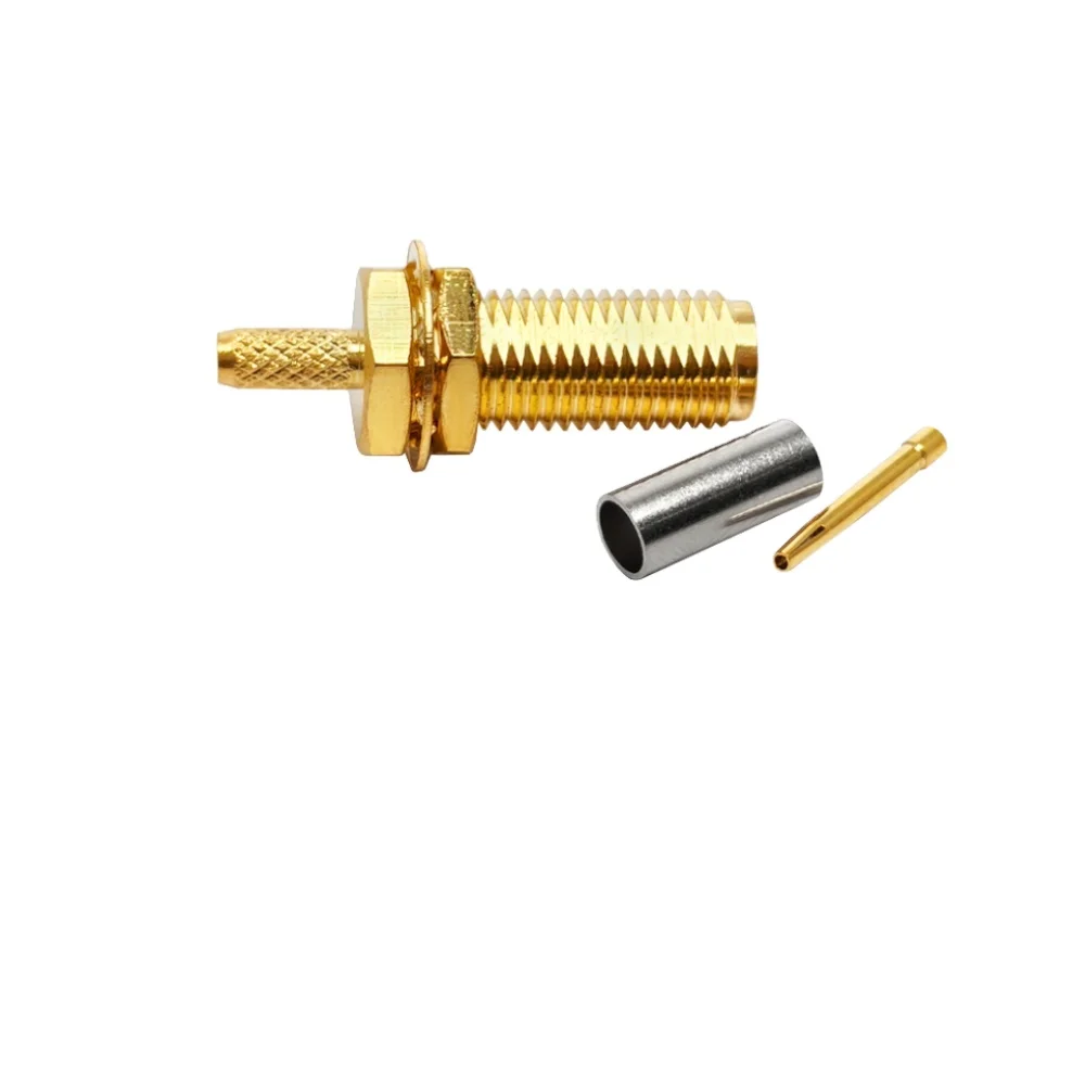 RF Connector SMA Female Jack Bulkhead Thread Length15mm Connector Crimp for RG316 RG174 LMR100 Connector Coax Adapter Converter