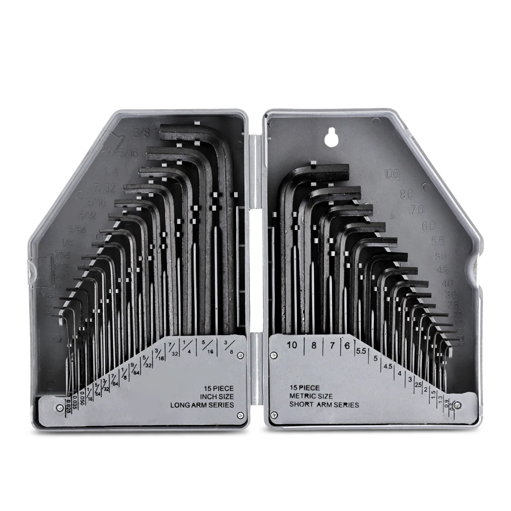 Allen Wrench Hex Key Set 30PC SAE METRIC Long Short Arm with Case FREE SHIP NEW 