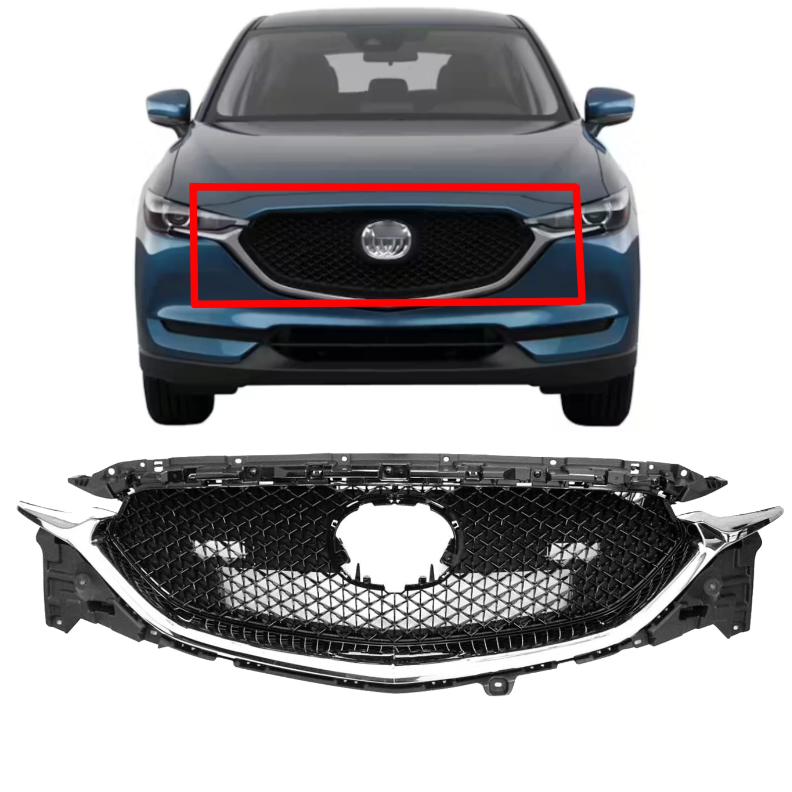 car Wo/Emblem Black Mesh With Lower Chrome Molding front grille for Mazda Cx5 cx-5 2017 2018 2019 oem MA1200215