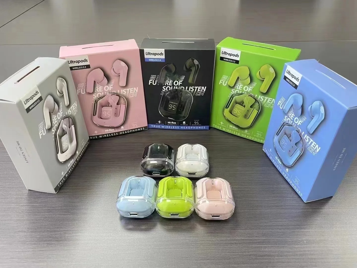 Transparent Crystal Wireless TWS Earbuds with Digital