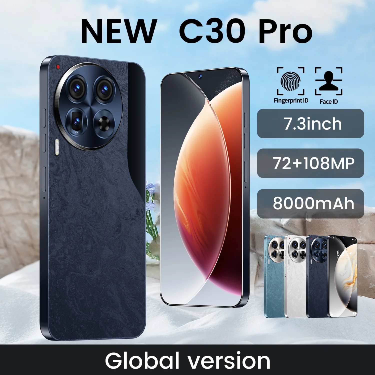 Unlock the FutureC30 Android 5G  Smartphone With 16GB RAM 1TB Storage Dual SIM Face Recognition and Fingerprint Security