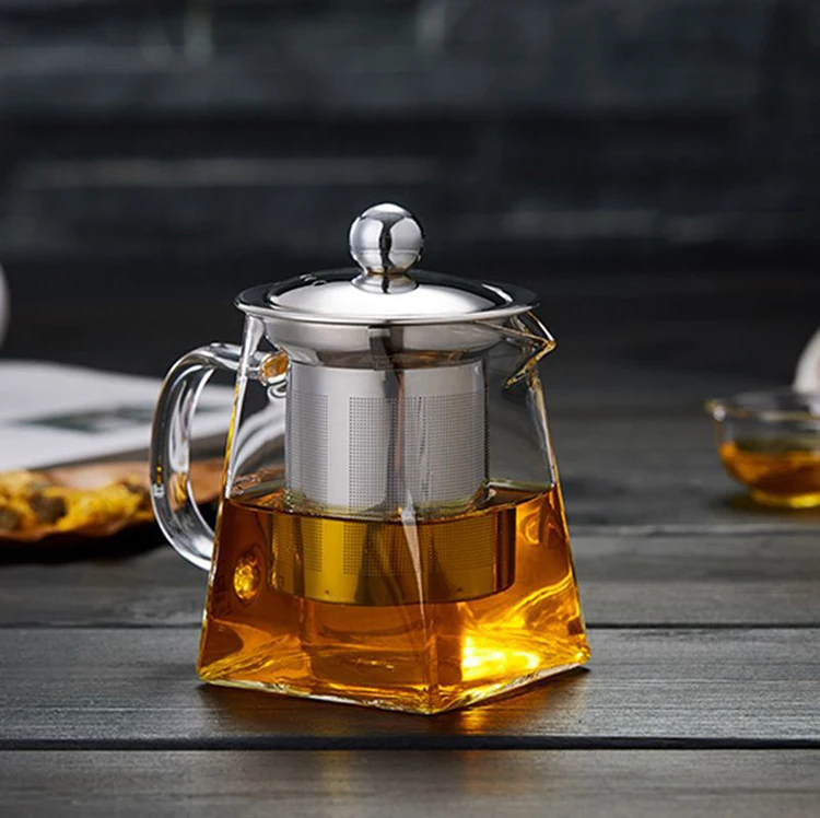 600ML-1000ML Heat Resistant Clear Glass Teapot With Infuser Flower Tea Pot Hot 