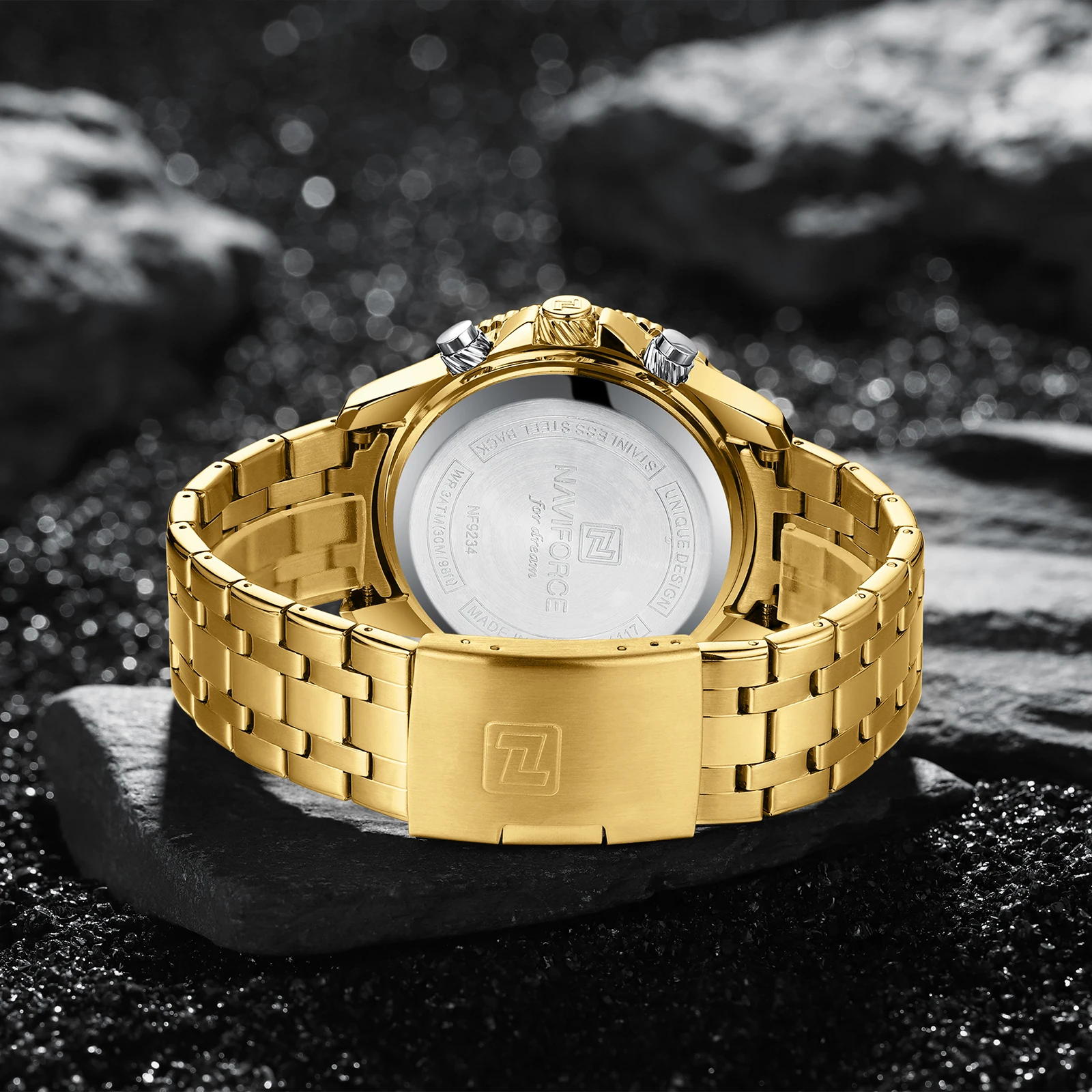 Oro Reloj De Unique Para Hombres NAVIFORCE 9234 Nuevo Reloj De Oro