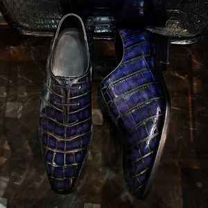 Handmade Stylish Lace-Up Luxury Men Shoes Genuine Crocodile Leather Men Dress Shoes Customized Party Shoes Men