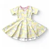 Yellow Easter Bunny Floral Short Sleeve Twirl Dress