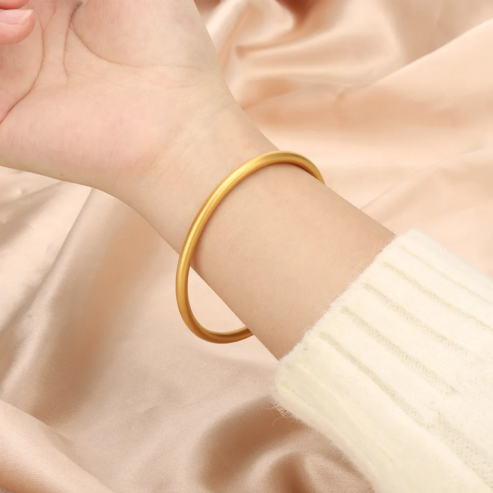 High Quality Glossy Stackable Thin Round Bangle Pulsera Classic Simple Stainless Steel Gold Circle Bangle Bracelet
