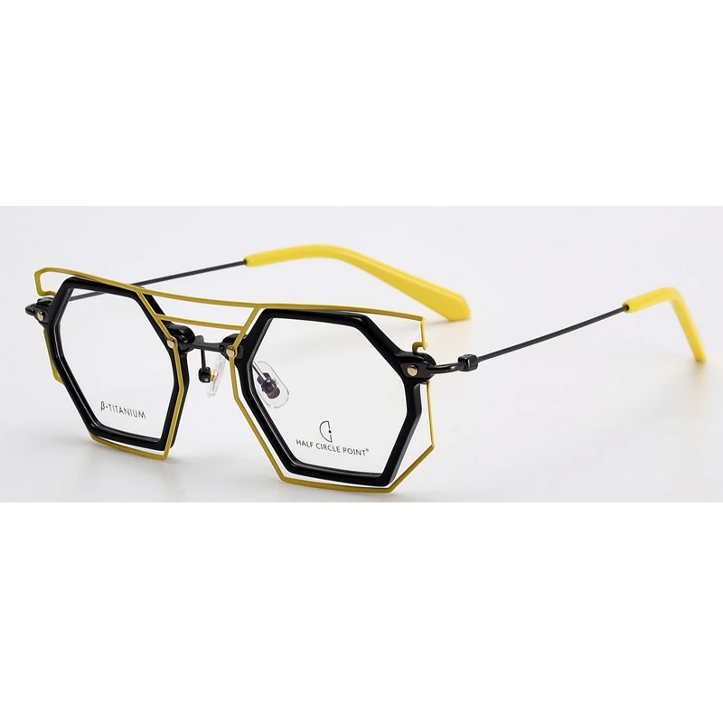 High Quality Titanium Optical Eyeglass Frames Luxury Hexagonal Metal Glasses Frame Stylish Fashion High End Design