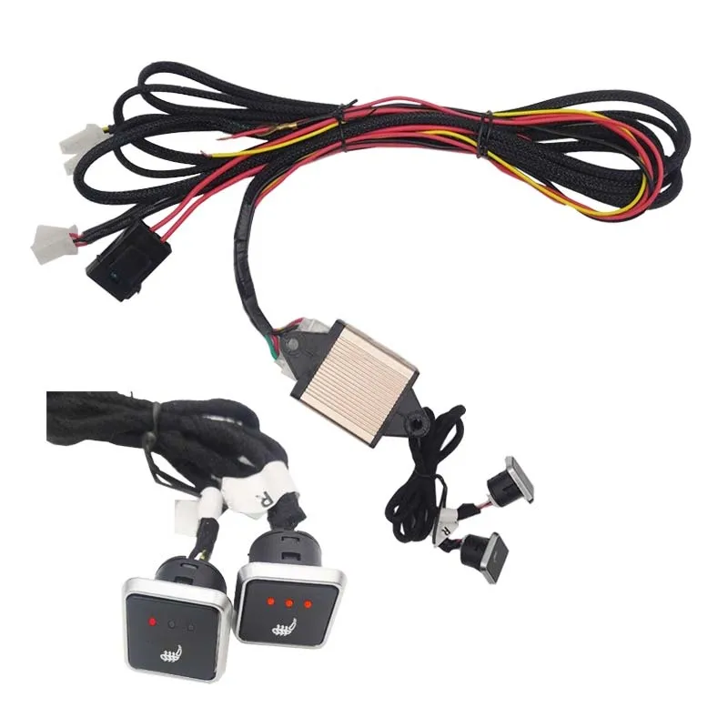 4-Piece Carbon Fiber Heated Seat Pad Kit – Universal 12V Car Heater, 48x28cm, With Switches & Wiring, 5-Year Warranty