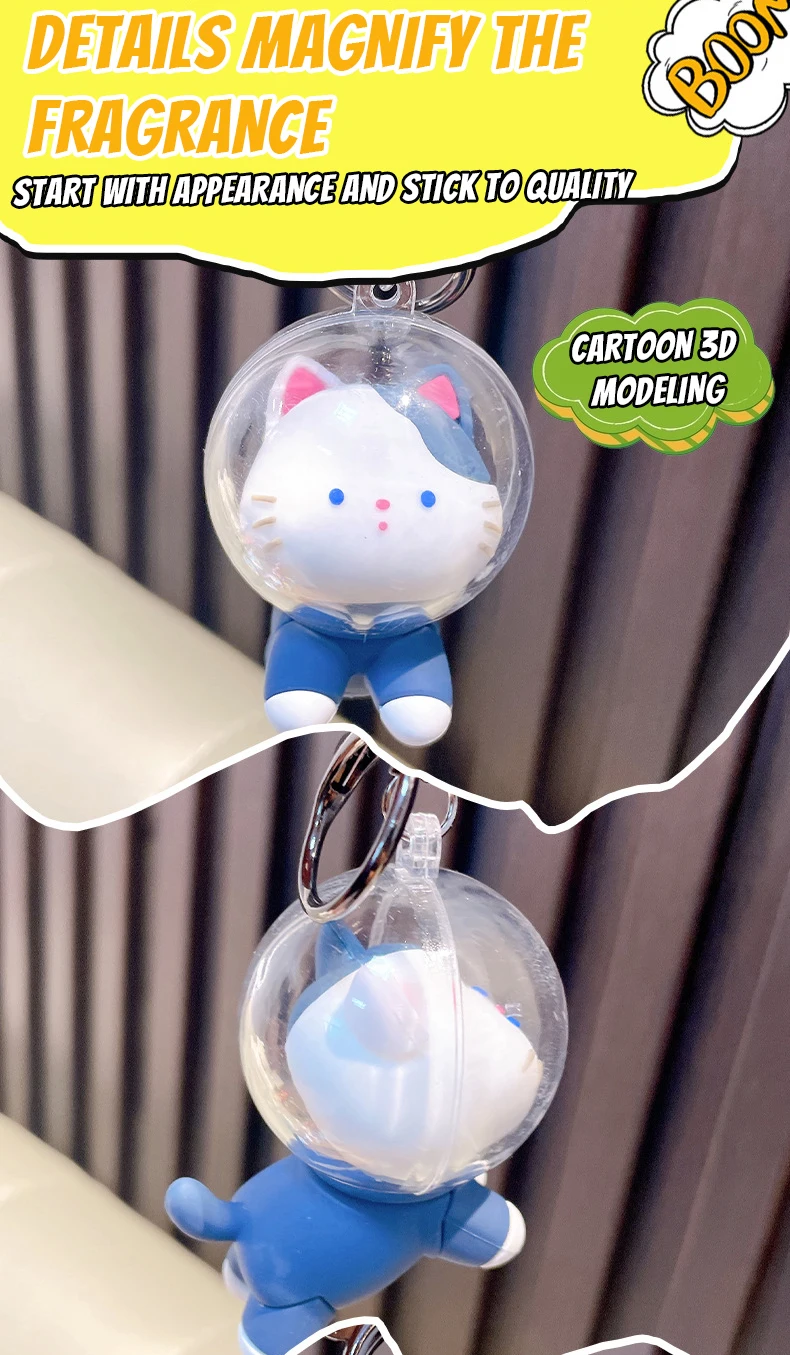 product cartoon cat keychain pendant creative pvc rubber keychain for car  schoolbag cute space keychain gift for wholesale229-59