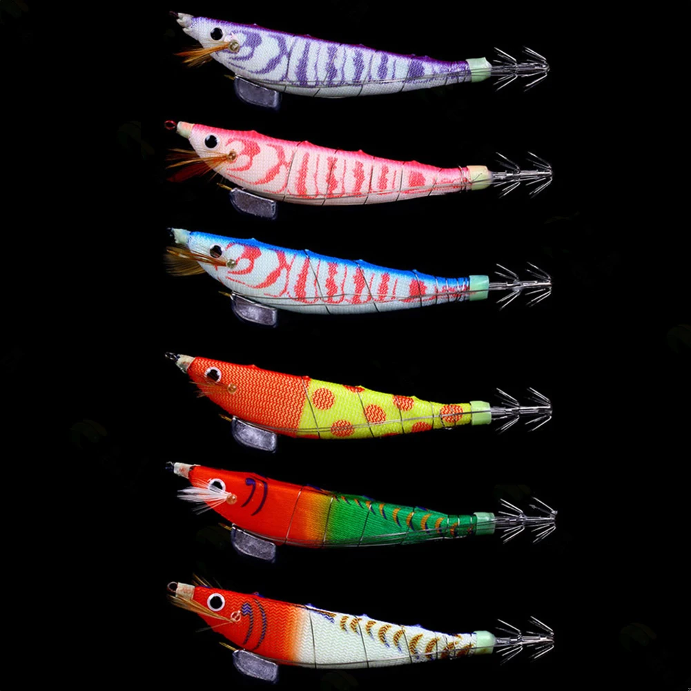 Afishlure Squid Jig Wood Shrimp Lure 10cm 12cm Luminous Shrimp Bait Egi