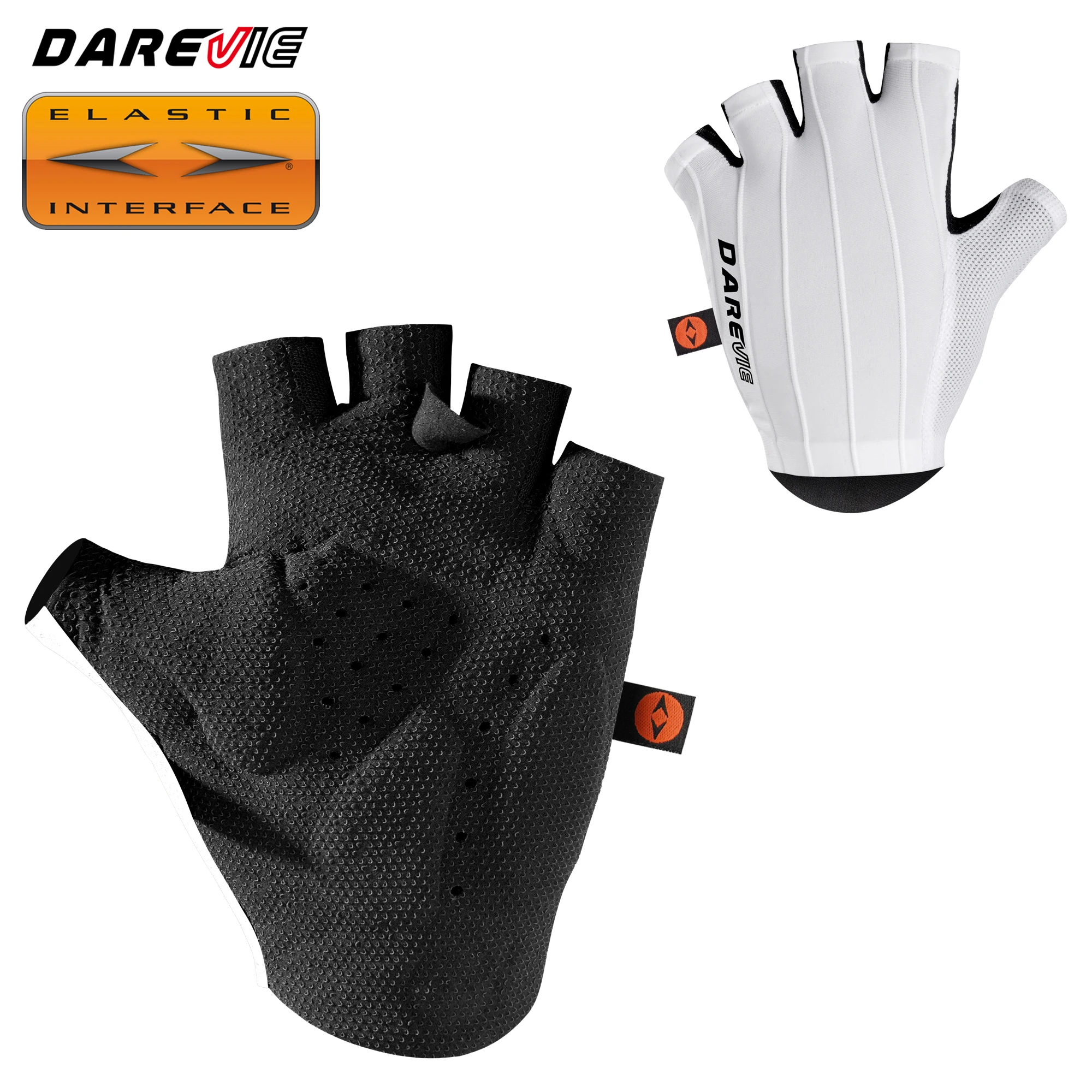 Darevie verano medio dedo Aero guantes de ciclismo blanco negro