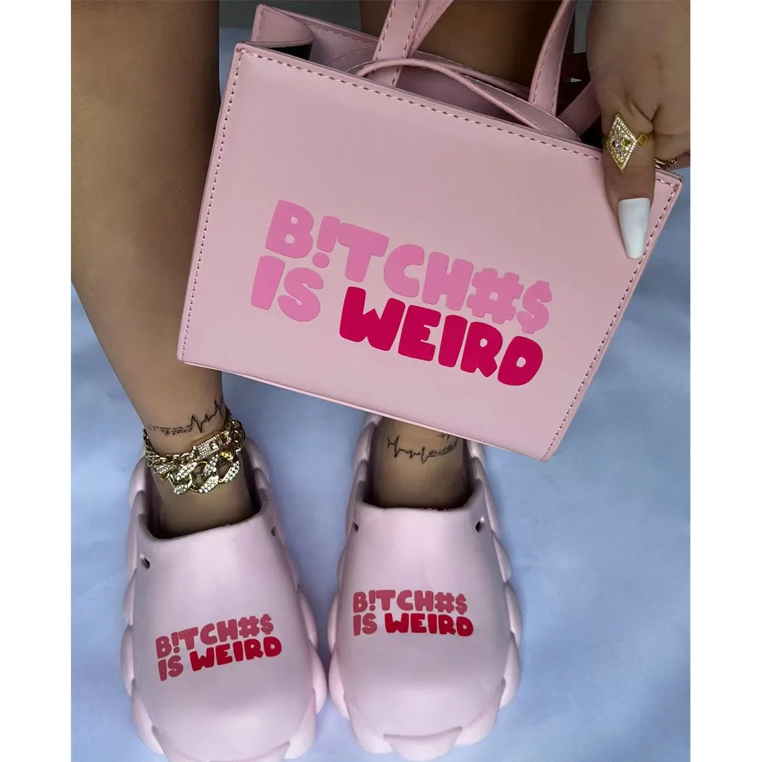 Handbags Ladies Shoulder Luxury Bags Bitches Is Weird Purses And Shoes Sets New 2023 Fashion Designer Women Tote Hand Bags