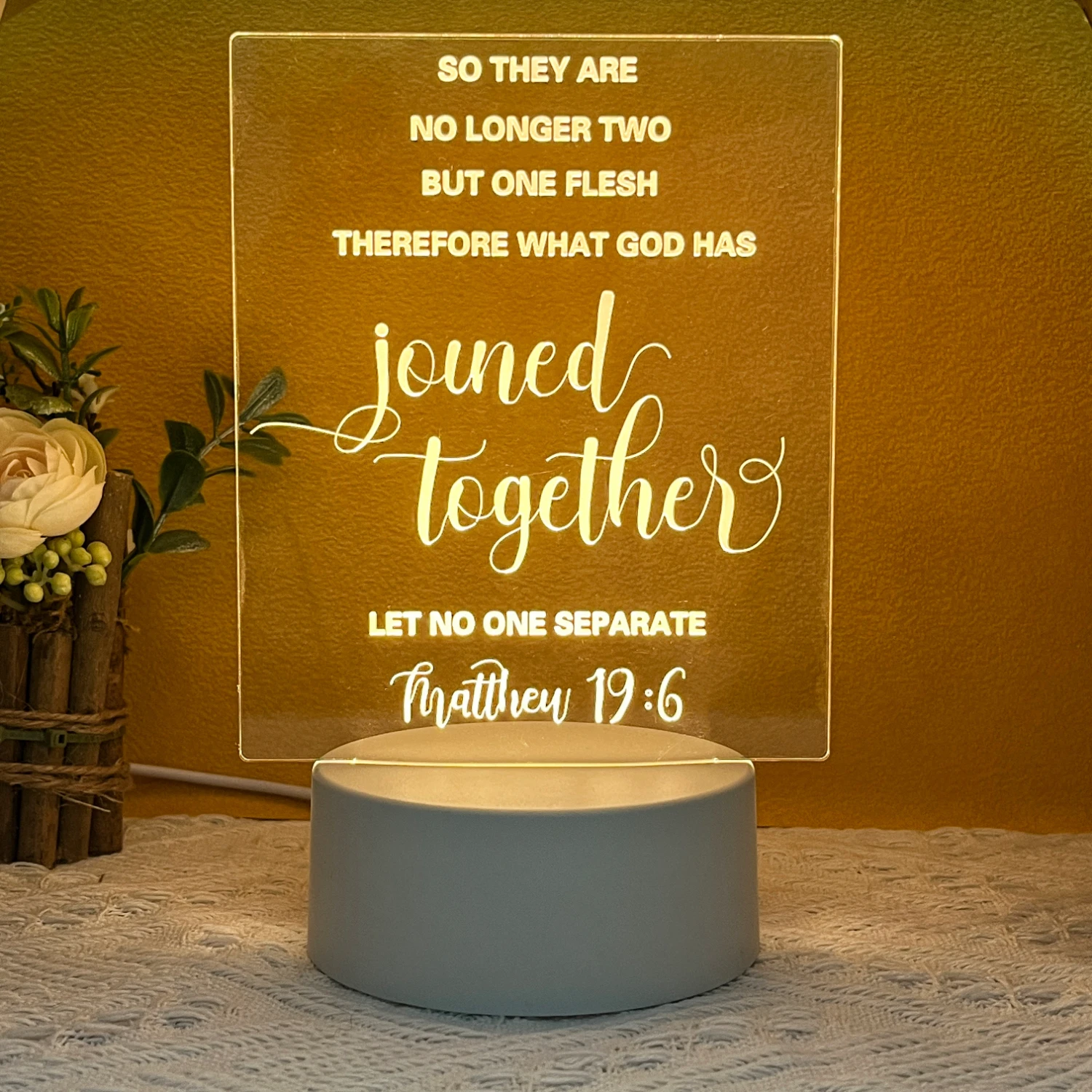 Color Changing Led Lights 3d Optical Acrylic Night Light for Bedroom Bible Christian Gift Usb Table Lamp
